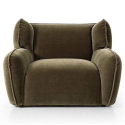 Garland Modern Classic Olive Green Velvet Swivel Wing Chair|