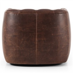 Paul Modern Classic Brown Leather Swivel Tufted Chair|