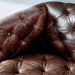 Paul Modern Classic Brown Leather Swivel Tufted Chair|