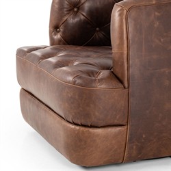 Paul Modern Classic Brown Leather Swivel Tufted Chair|