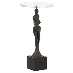 Giveon Updated Traditional Dark Bronze Figure Round Drink Table|