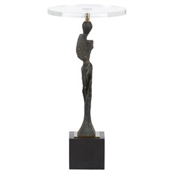 Giveon Updated Traditional Dark Bronze Figure Round Drink Table|