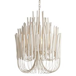 Arteriors Tilda Modern Classic White Wood Iron Frame Chandelier - Small|