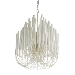 Arteriors Tilda Modern Classic White Wood Iron Frame Chandelier - Small|