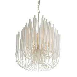 Arteriors Tilda Modern Classic White Wood Iron Frame Chandelier - Small|