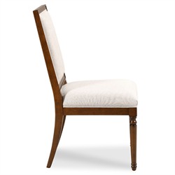 Alexander Updated Traditional Cream Linen Brown Wood Dining Chair|