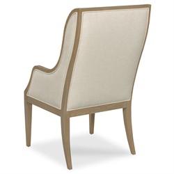 Alto Updated Traditional Brown Cream Linen Wood Wingback Dining Arm Chair|