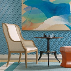 Alto Updated Traditional Brown Cream Linen Wood Wingback Dining Arm Chair|