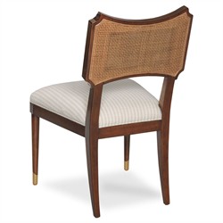 Powers French Country Cream Stripe Cane Dark Brown Wood Dining Chair|