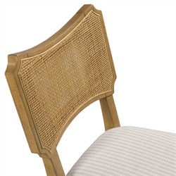 Powers French Country Cream Stripe Cane Auden Brown Wood Dining Chair|