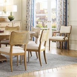 Powers French Country Cream Stripe Cane Auden Brown Wood Dining Chair|