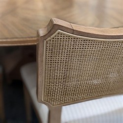 Powers French Country Cream Stripe Cane Auden Brown Wood Dining Chair|