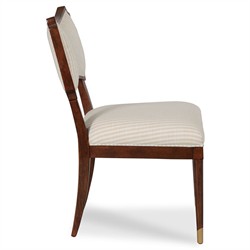 Powers French Country Cream Stripe Dark Brown Wood Dining Chair|