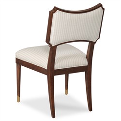 Powers French Country Cream Stripe Dark Brown Wood Dining Chair|
