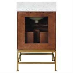 Worlds Away Clifford Modern Classic White Marble Burl Vanity Sink