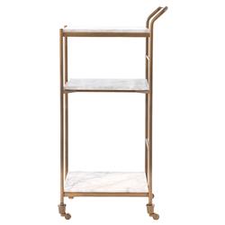 Kian Modern Classic Brass Frame 3-Tier Marble Bar Cart - Small|