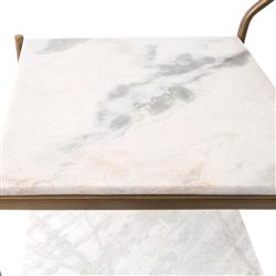 Kian Modern Classic Brass Frame 3-Tier Marble Bar Cart - Small|