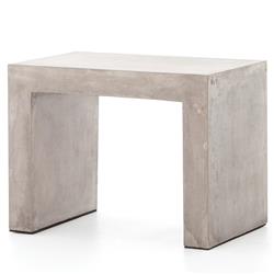 Tricia Industrial Loft Grey Concrete Rectangular Outdoor Side Table|