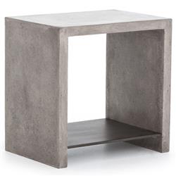 Matthew Industrial Loft Grey Concrete Rectangular Side Table|