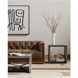 Matthew Industrial Loft Grey Concrete Rectangular Side Table|