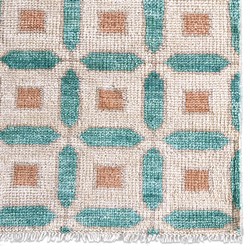 Isadora Updated Traditional Teal Wool Quatrefoil Patterned Hand