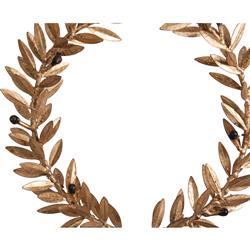 Blake French Country Aged Gold Iron Wreath White Alabaster Base Sculpture|