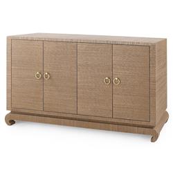 Meredith Regency Brown Grasscloth Chow Cabinet|