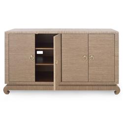 Meredith Regency Brown Grasscloth Chow Cabinet|