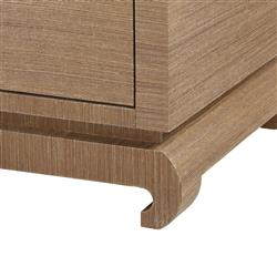 Meredith Regency Brown Grasscloth Chow Cabinet|