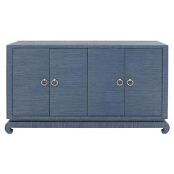 Meredith Regency Navy Blue Grasscloth Chow Cabinet|