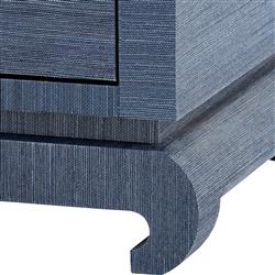 Meredith Regency Navy Blue Grasscloth Chow Cabinet|