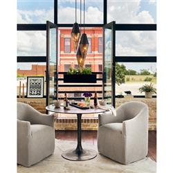 Mona Mid Century Antique Rustic Metal Tulip Dining Table - 42"W|