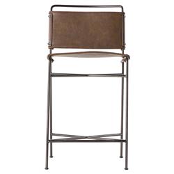 Oxton Industrial Dark Brown Seat Black Iron Frame Counter Stool|