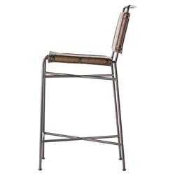 Oxton Industrial Dark Brown Seat Black Iron Frame Counter Stool|