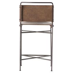 Oxton Industrial Dark Brown Seat Black Iron Frame Counter Stool|
