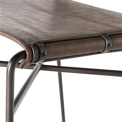 Oxton Industrial Dark Brown Seat Black Iron Frame Counter Stool|