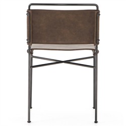 Oxton Industrial Loft Dark Brown Seat Black Iron Frame Dining Side Chair|