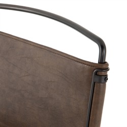 Oxton Industrial Loft Dark Brown Seat Black Iron Frame Dining Side Chair|