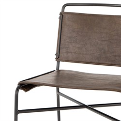 Oxton Industrial Loft Dark Brown Seat Black Iron Frame Dining Side Chair|