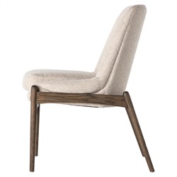 Olena Mid Century Beige Upholstered Brown Wood Frame Dining Side Chair|