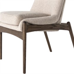 Olena Mid Century Beige Upholstered Brown Wood Frame Dining Side Chair|