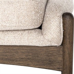 Olena Mid Century Beige Upholstered Brown Wood Frame Dining Side Chair|