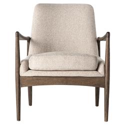 Olena Mid Century Beige Upholstered Brown Wood Frame Living Room Arm Chair|