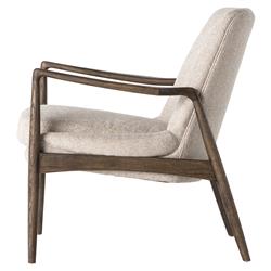Olena Mid Century Beige Upholstered Brown Wood Frame Living Room Arm Chair|