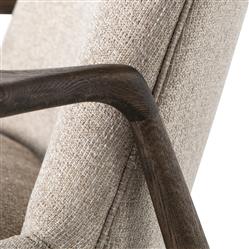 Olena Mid Century Beige Upholstered Brown Wood Frame Living Room Arm Chair|