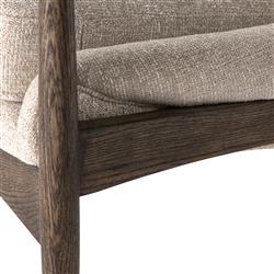 Olena Mid Century Beige Upholstered Brown Wood Frame Living Room Arm Chair|