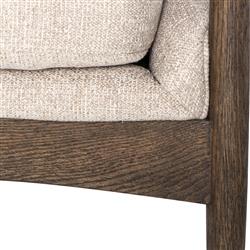 Olena Mid Century Beige Upholstered Brown Wood Frame Living Room Arm Chair|