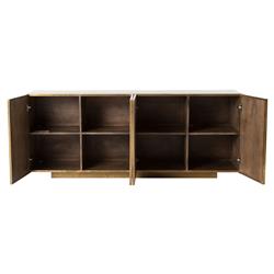 Ketzia Hollywood Regency Aged Brass Mango Veneer Sideboard|