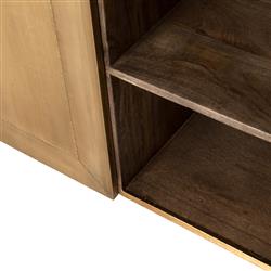 Ketzia Hollywood Regency Aged Brass Mango Veneer Sideboard|
