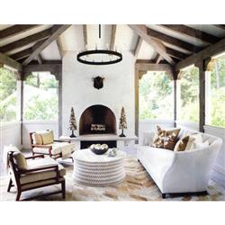 Pipa Ribboned White Resin Round Coffee Table - Large|